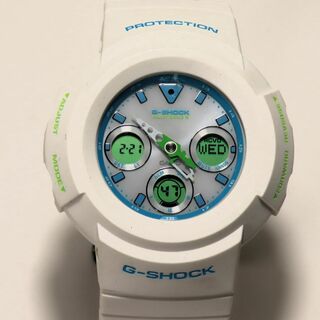 カシオ(CASIO)の稼働品 美品 CASIO G-SHOCK カシオ タフソーラー 腕時計 ホワイト(腕時計(デジタル))