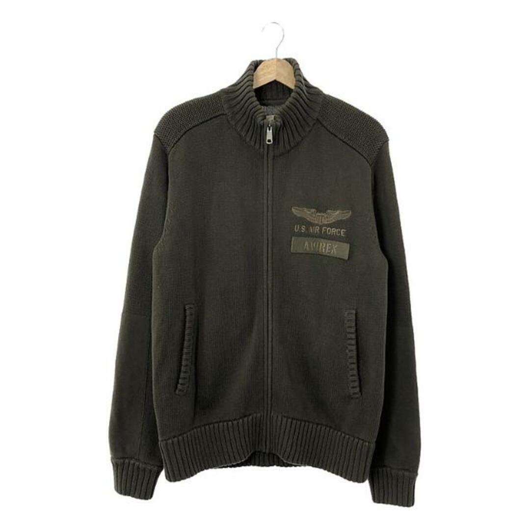 AVIREX(アヴィレックス)のAVIREX / アヴィレックス | L/S ZIP UP COTTON KNITS / ロングスリーブ ジップアップ コットンニット カーディガン | XL | カーキ | メンズ メンズのトップス(カーディガン)の商品写真