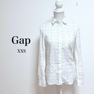 ギャップ(GAP)のギャップ　刺繍ブラウス　ストライプ【XXS】透け感有り　小さいサイズ(シャツ/ブラウス(半袖/袖なし))