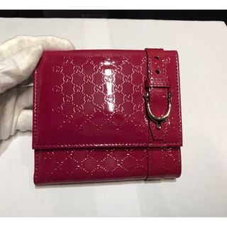 グッチ(Gucci)のRR1010グッチシマ　309755 三つ折り財布　エナメル　ピンク(財布)