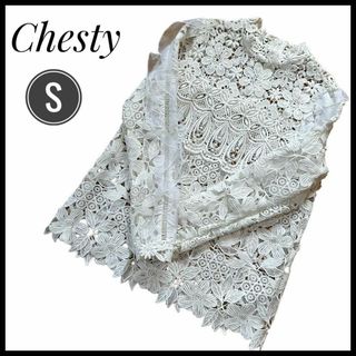 チェスティ(Chesty)のブラウス　チェスティ　花柄　レース　ホワイト　爽やか　春　Sサイズ(シャツ/ブラウス(長袖/七分))