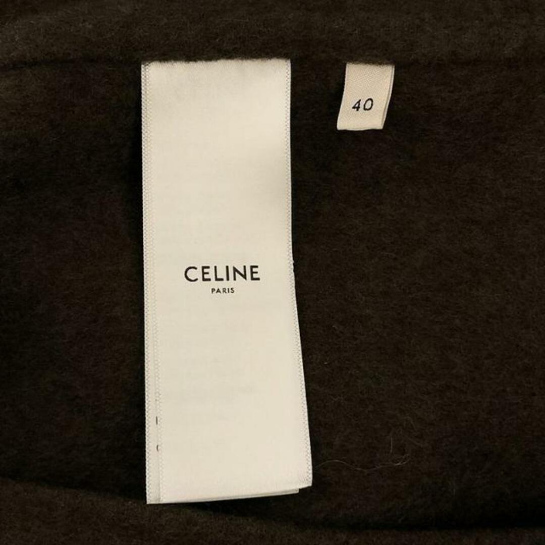 celine(セリーヌ)の【美品】  CELINE / セリーヌ | cashmere 100% / カシミヤ レザー切替 ノーカラー サドラーコート | 40 | ブラウン | レディース レディースのジャケット/アウター(その他)の商品写真