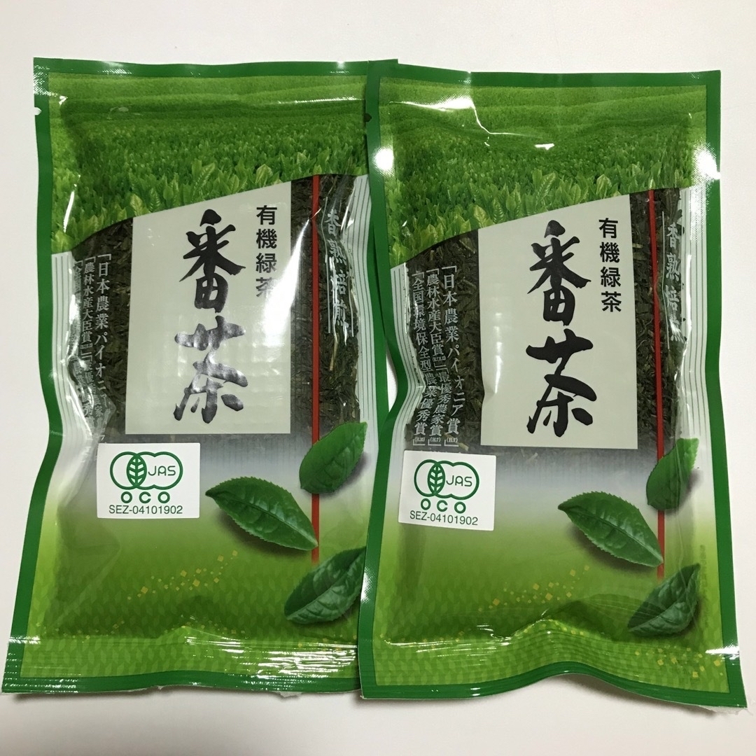 新品　2袋　オーガニック  番茶　有機緑茶　香熟焙煎   JASマーク付 食品/飲料/酒の飲料(茶)の商品写真