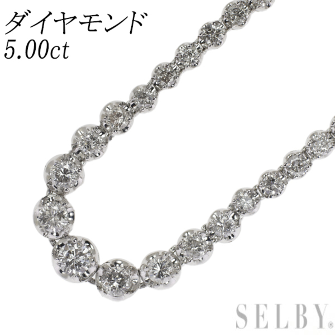  K18WG ダイヤモンド ネックレス 5.00ct テニス レディースのアクセサリー(ネックレス)の商品写真