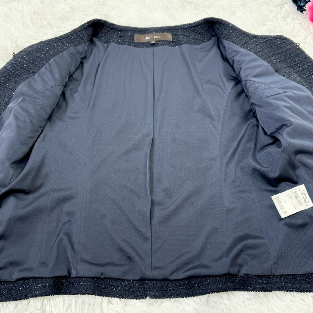ReFLEcT(リフレクト)のリフレクト ジャケット紺色ツイード レディースのジャケット/アウター(ノーカラージャケット)の商品写真