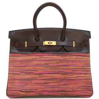 エルメス(Hermes)のエルメス HERMES ハンドバッグ バーキン35 ボックスカーフ ヴィブラート エベーヌ ゴールド金具 レッド系マルチカラー  □G刻印 【保存袋】【中古】(ハンドバッグ)