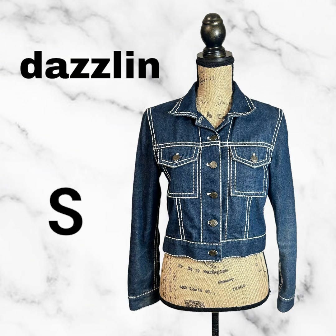 dazzlin(ダズリン)の美品✨【dazzlin】ショートデニムジャケット　白ステッチ　柔らかい生地　S レディースのジャケット/アウター(Gジャン/デニムジャケット)の商品写真