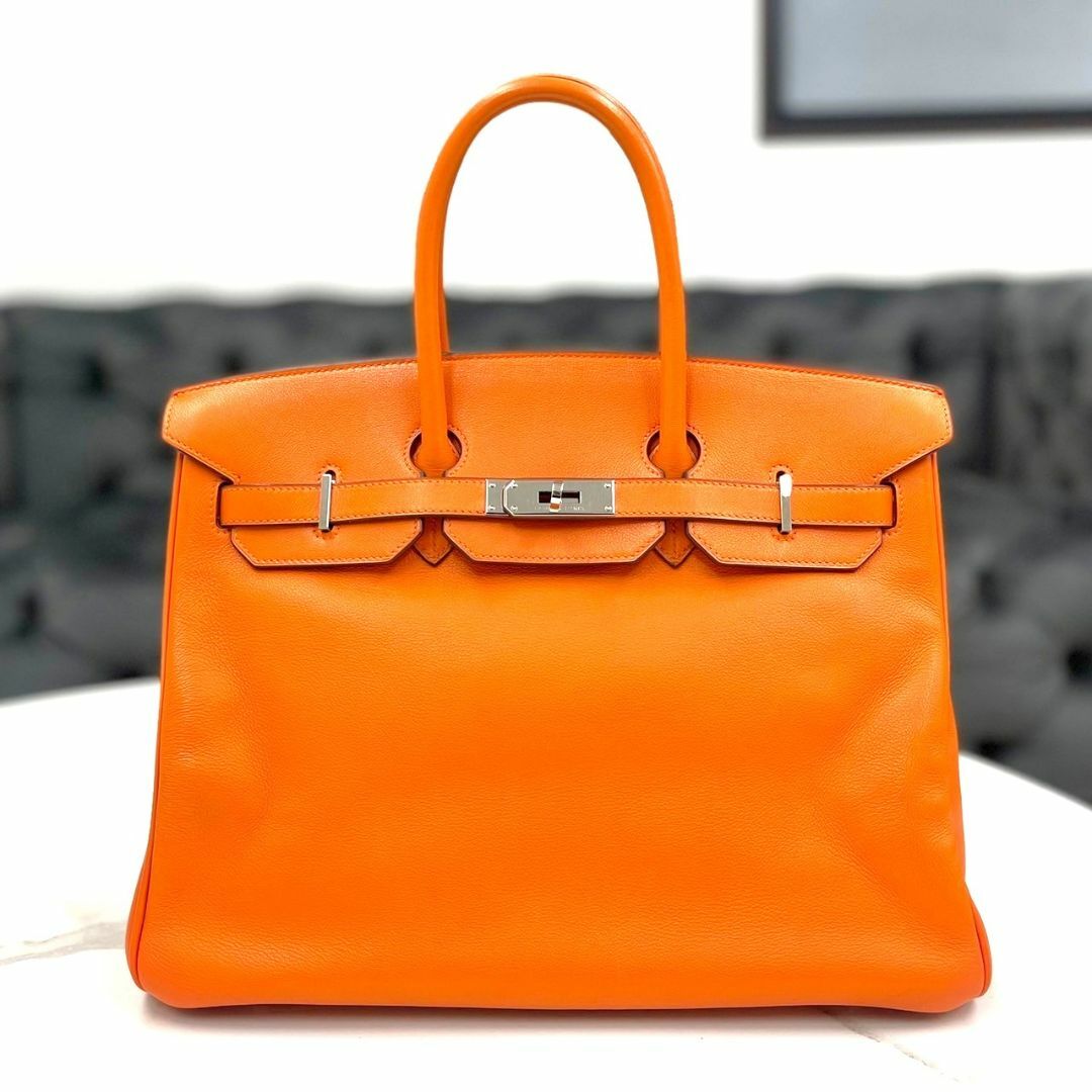 Hermes(エルメス)の美品☆　エルメス　バーキン35　オレンジ　ヴォースイフト　ハンドバッグ　□L刻印 レディースのバッグ(ハンドバッグ)の商品写真