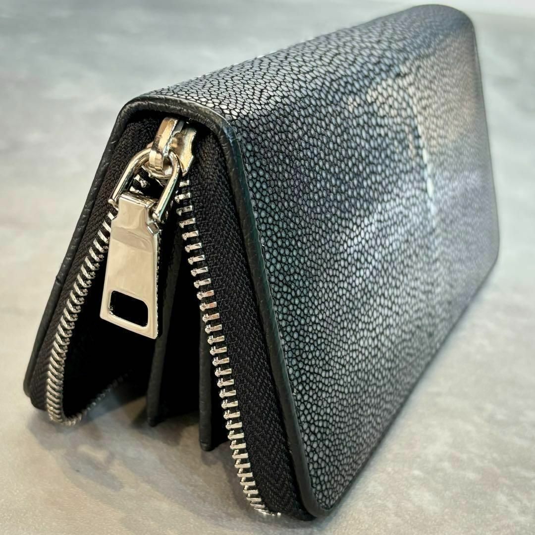高級スティングレイ 財布/長財布 ガルーシャ エイ革 新品ラウンドファスナー黒 メンズのファッション小物(長財布)の商品写真