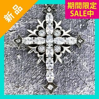 ジャスティンデイビス(Justin Davis)の定価5.4万・新品★ジャスティンデイビス ジルコニア装飾クロスネックレス クリア(ネックレス)