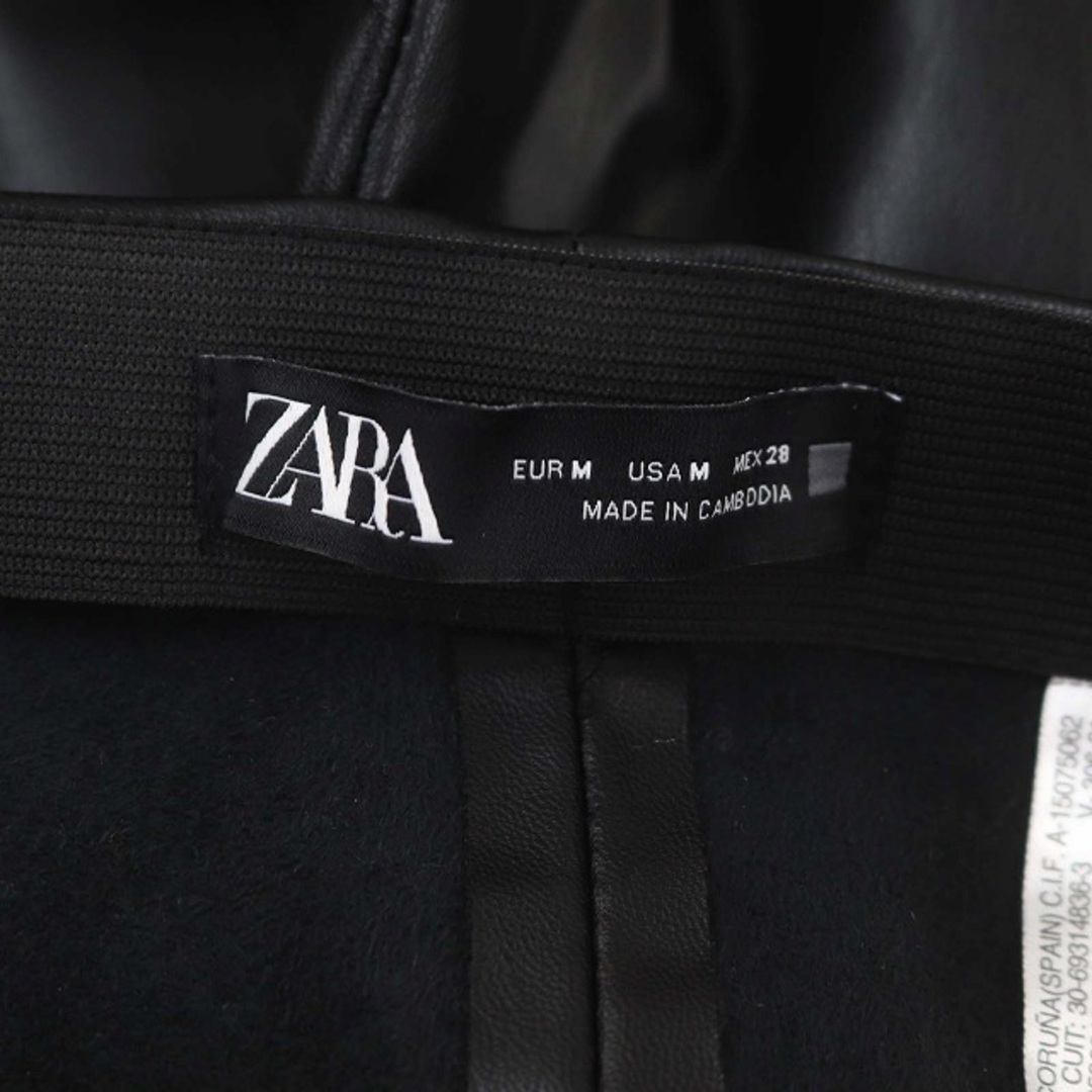 ZARA(ザラ)のザラ フェイクレザーパンツ テーパード スリム ピンタック ストレッチ M 黒 レディースのパンツ(その他)の商品写真