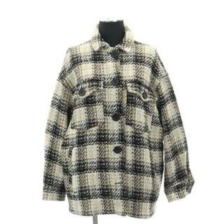 ザラ(ZARA)のザラ ZARA ツイードジャケット ブルゾン チェック柄 S 黒 グレージュ(ブルゾン)