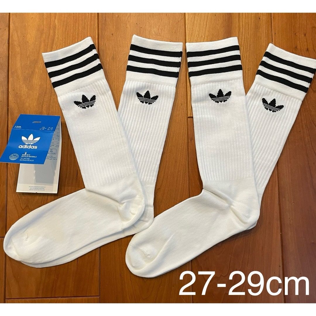 Originals（adidas）(オリジナルス)の新品　アディダス　27-29cm ソリッド　クルーソックス　白2足セット メンズのレッグウェア(ソックス)の商品写真