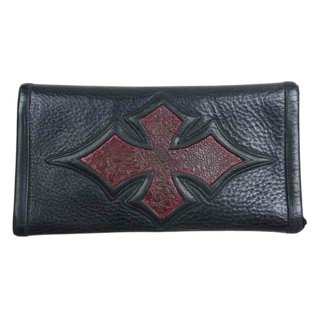 BILL WALL LEATHER(ビルウォールレザー)のBILL WALL LEATHER ビルウォールレザー ウォレット フロッグクロスインレイ ラージカレンシー レザー ロングウォレット ブラック系【中古】 メンズのファッション小物(長財布)の商品写真