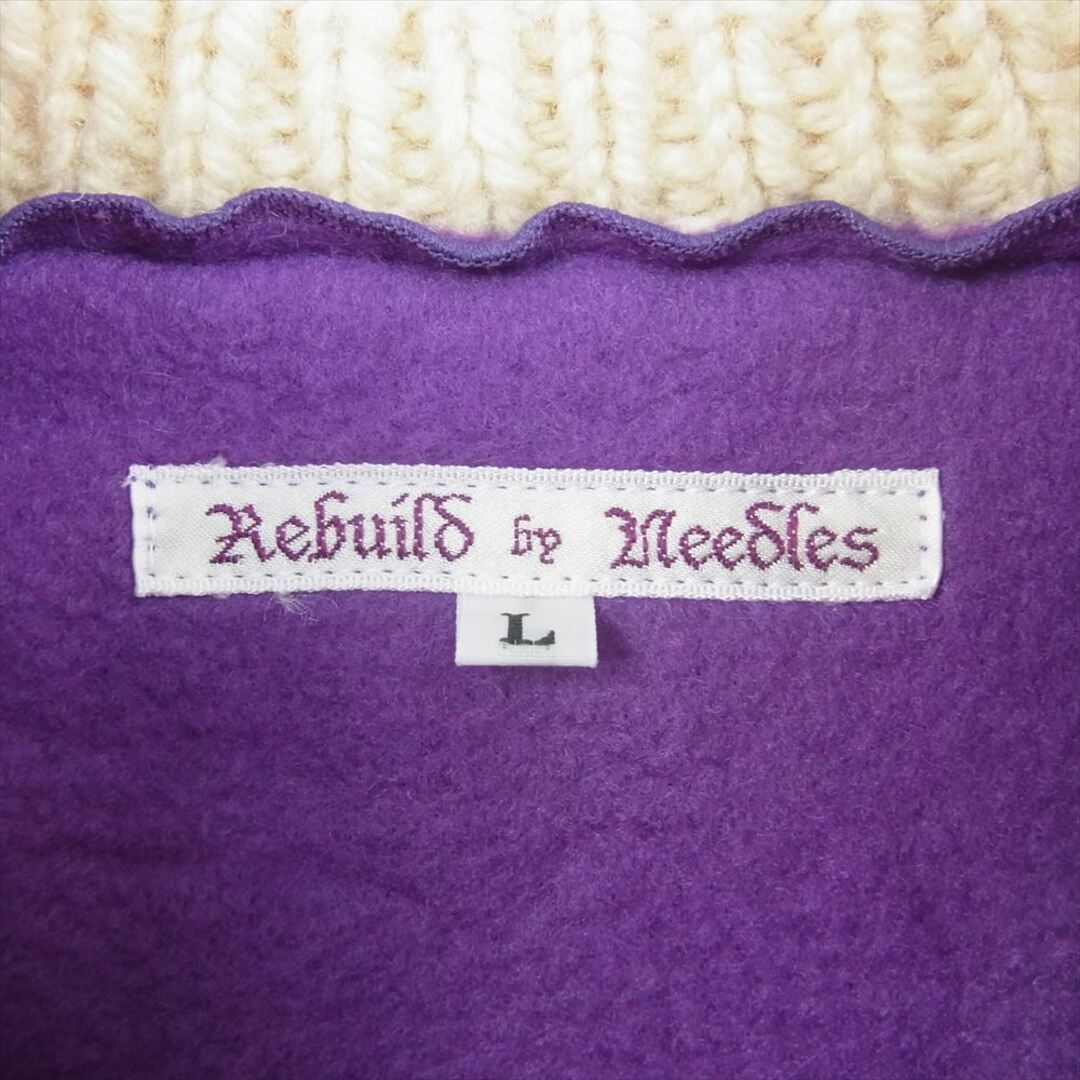 Needles(ニードルス)のNeedles ニードルス 22AW LQ299 REBUILD by Needles Fisherman Sweater Covered Sweater リビルドバイ リメイク 切替 長袖 フィッシャーマン ニット セーター パープル系 L【中古】 メンズのトップス(ニット/セーター)の商品写真