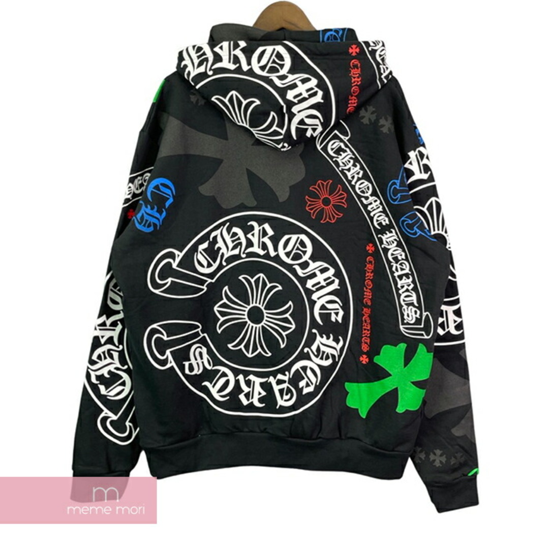 CHROME HEARTS Stencil Hoodie クロムハーツ ステンシルフーディ プルオーバーパーカー 総柄ロゴプリント ブラック×マルチカラー サイズL【240219】【新古品】【me04】 メンズのトップス(パーカー)の商品写真