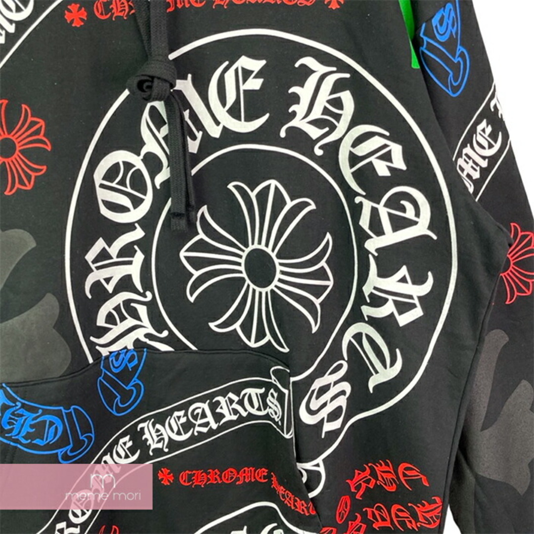 CHROME HEARTS Stencil Hoodie クロムハーツ ステンシルフーディ プルオーバーパーカー 総柄ロゴプリント ブラック×マルチカラー サイズL【240219】【新古品】【me04】 メンズのトップス(パーカー)の商品写真