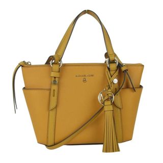 マイケルコース(Michael Kors)のMichael Kors マイケルコース MKロゴ タッセルチャーム付き 2way レザー トート ショルダー バッグ イエロー系 山吹色系【美品】【中古】(トートバッグ)