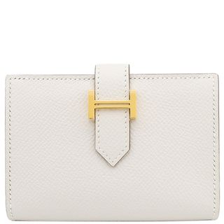 エルメス(Hermes)のエルメス HERMES カードケース ベアン ミニ ヴォーエプソン グリペール ゴールド金具 新品 未使用 白 名刺入れ  B刻印（2023年製） 【箱】【中古】(名刺入れ/定期入れ)