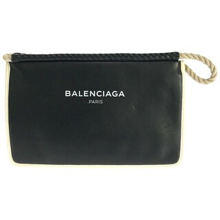 Balenciaga - BALENCIAGA バレンシアガ ロープトップ ロゴレザークラッチバッグ ブラック  427443