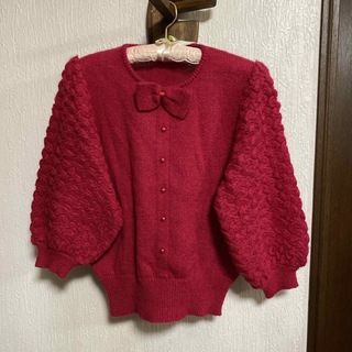 変わり袖レッド系セーター(実家保管品)(ニット/セーター)