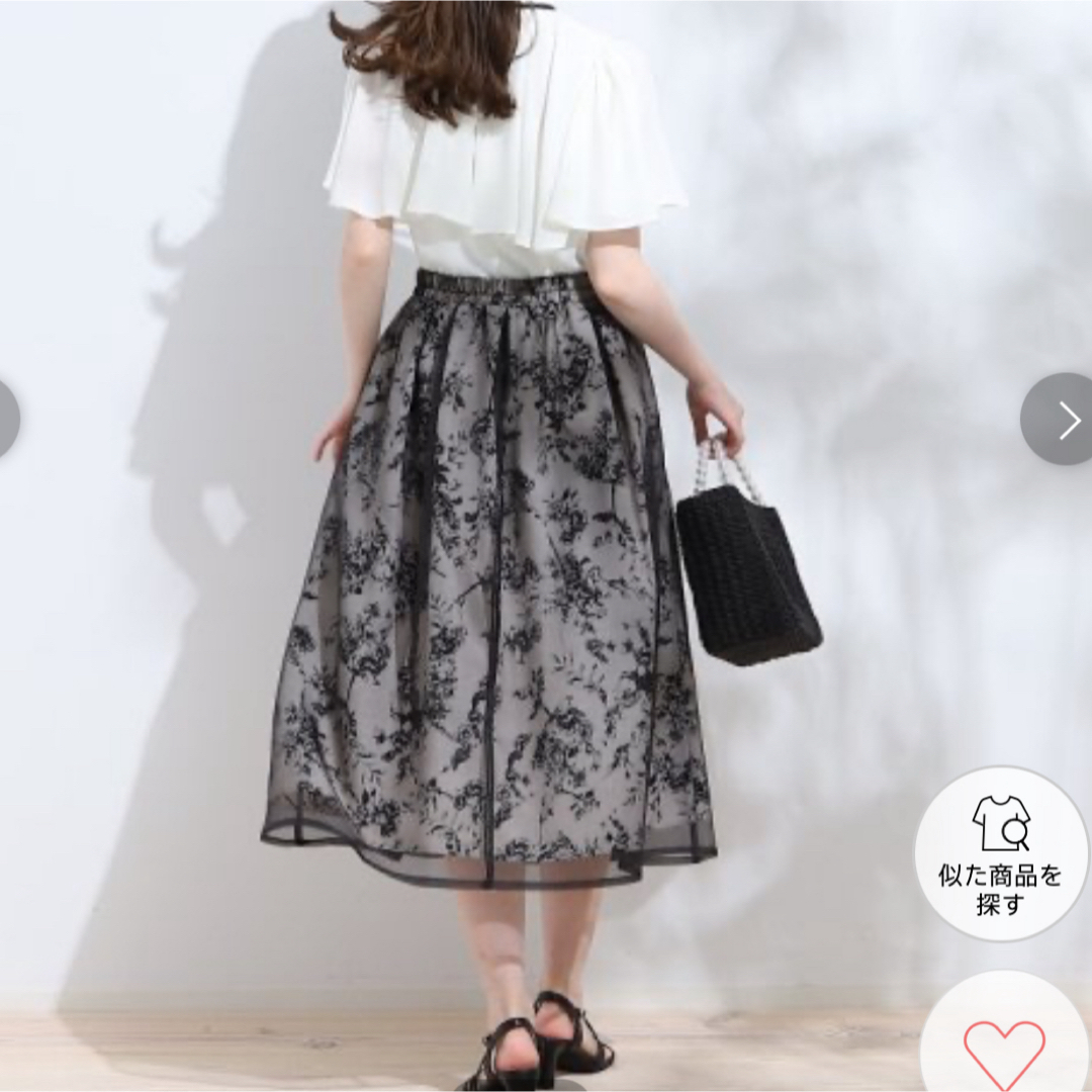 Couture Brooch(クチュールブローチ)の【甘すぎない、大人フェミニン】オーガンジーフラワーレイヤードスカート レディースのスカート(ロングスカート)の商品写真