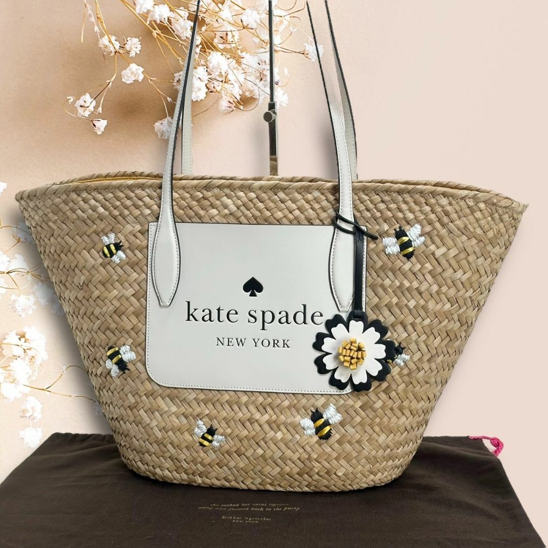 kate spade new york(ケイトスペードニューヨーク)の☆人気モデル☆ケイトスペード かごバッグ トートバッグ ストロー 蜂 花 レディースのバッグ(かごバッグ/ストローバッグ)の商品写真