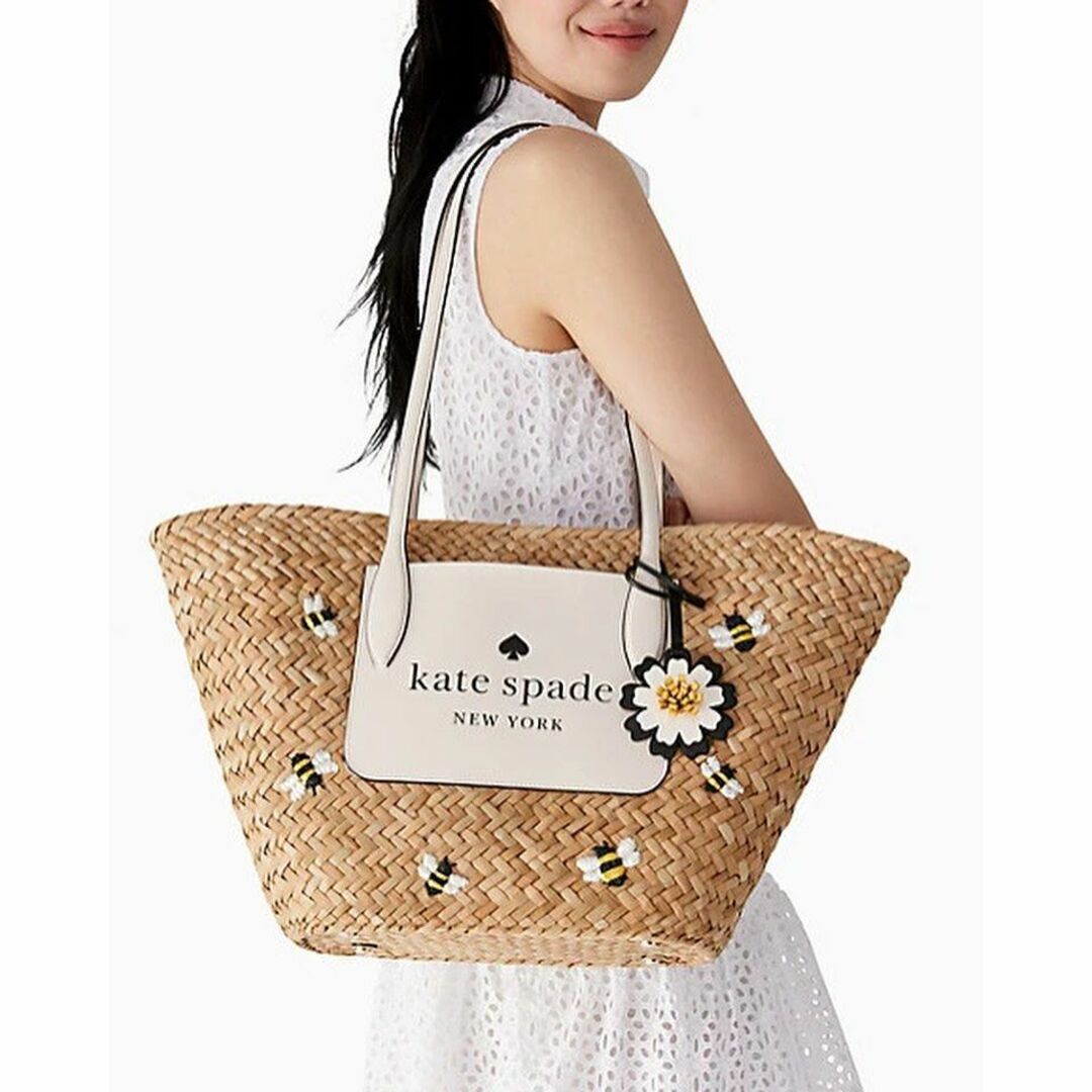 kate spade new york(ケイトスペードニューヨーク)の☆人気モデル☆ケイトスペード かごバッグ トートバッグ ストロー 蜂 花 レディースのバッグ(かごバッグ/ストローバッグ)の商品写真