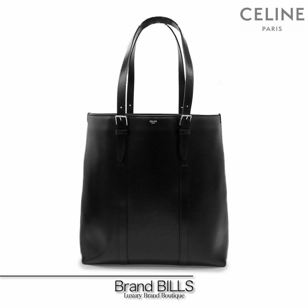 celine(セリーヌ)の新品 セリーヌ トートバッグ バックル付き カバ ブラック シルバー金具 スムースカーフスキン メンズのバッグ(トートバッグ)の商品写真