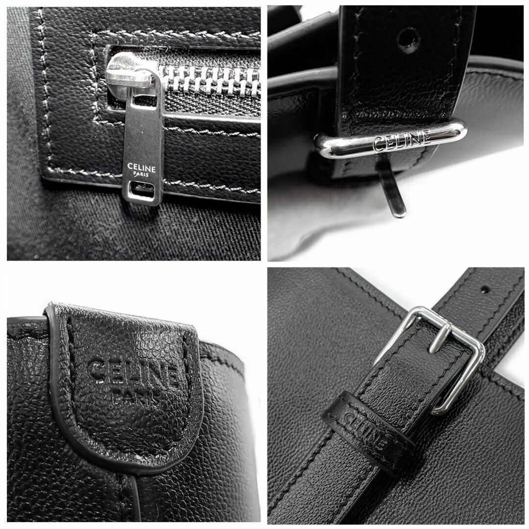 celine(セリーヌ)の新品 セリーヌ トートバッグ バックル付き カバ ブラック シルバー金具 スムースカーフスキン メンズのバッグ(トートバッグ)の商品写真