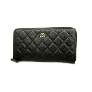 シャネル(CHANEL)の【4fc3130】シャネル 長財布/マトラッセ/キャビアスキン/ブラック/ゴールド金具 【中古】 レディース(財布)