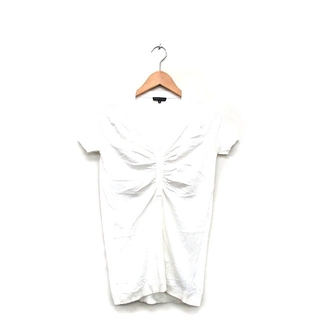 セオリー(theory)のセオリー カットソー Tシャツ 半袖 Vネック ギャザー シンプル 2 ホワイト(カットソー(半袖/袖なし))