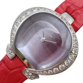 オメガ(OMEGA)の　オメガ OMEGA オメガマニア　ピンクシェル 5886.73.53 K18ホワイトゴールド レディース 腕時計(腕時計)