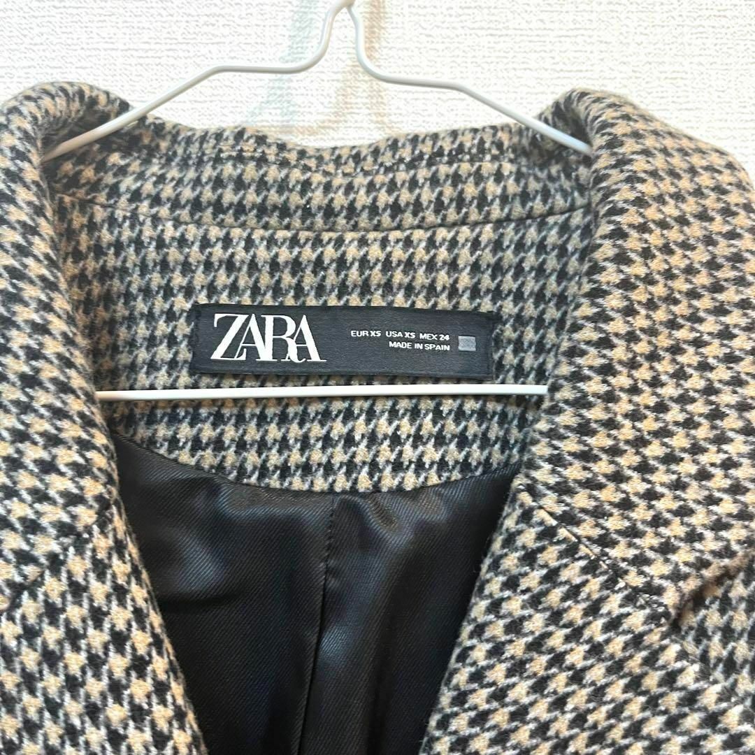 ZARA(ザラ)の【美品】ZARA(ザラ) 千鳥チェック柄 ダブルボタンチェスターコート アウター レディースのジャケット/アウター(チェスターコート)の商品写真