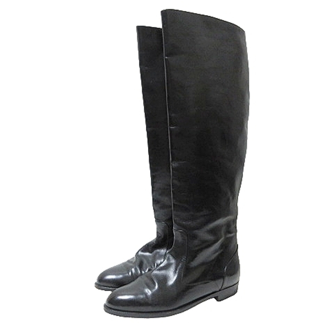MANOLO BLAHNIK(マノロブラニク)のマノロブラニク ロングブーツ レザー 36 約23cm 黒 ブラック IBO47 レディースの靴/シューズ(ブーツ)の商品写真