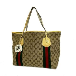 グッチ(Gucci)の【4fc3224】グッチ トートバッグ/GGキャンバス/シェリーライン/211970/キャンバス/ブラウン/ベージュ/シャンパンゴールド金具 【中古】 レディース(トートバッグ)