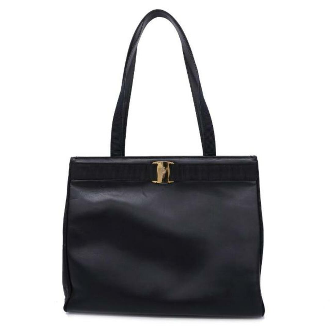 Ferragamo(フェラガモ)の★SALE 【4fc3256】サルヴァトーレフェラガモ トートバッグ/ヴァラ/レザー/ブラック/ゴールド金具 【中古】 レディース レディースのバッグ(トートバッグ)の商品写真