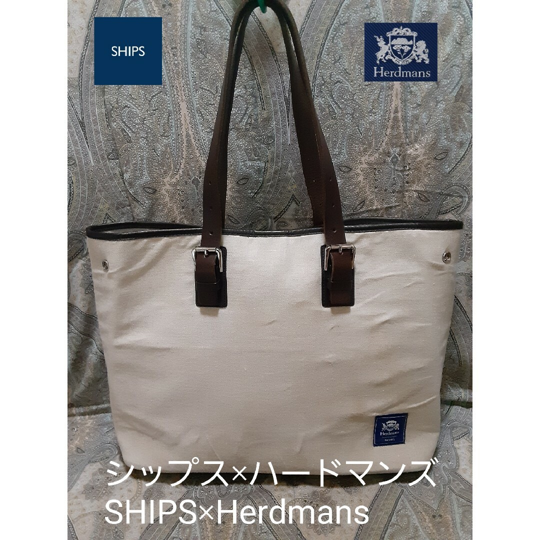 SHIPS(シップス)のシップス×ハードマンズ SHIPS×Herdmans 本革コンビ/トートバッグ メンズのバッグ(トートバッグ)の商品写真