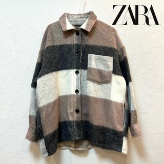 ザラ(ZARA)のZARA(ザラ) ブロックチェック柄BACKフリンジジャケット アウター(ブルゾン)