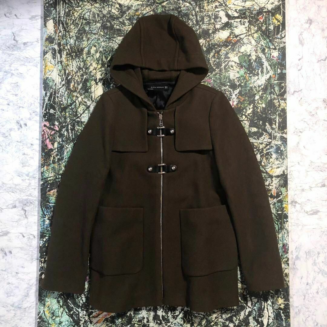 ZARA(ザラ)の【美品】ザラ-ZARA-フーディコート サイズXS レディースのジャケット/アウター(ダッフルコート)の商品写真