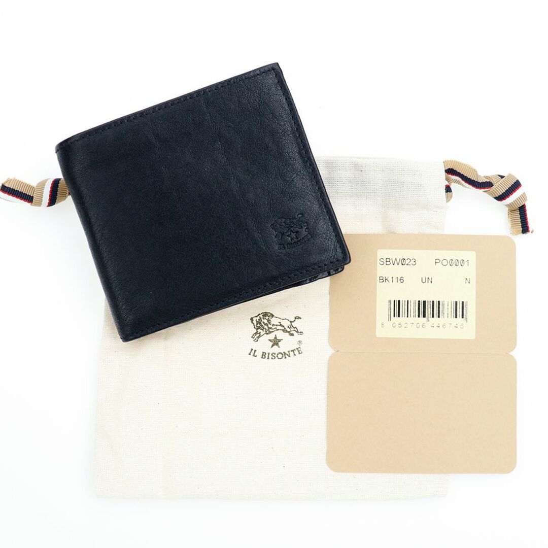 IL BISONTE - イルビゾンテ 二つ折り財布 ブラック 黒色 ミニ IL BISONTE - イルビゾンテ 二つ折り財布 ブラック 黒色 ミニ