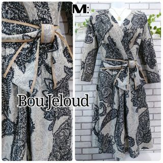 ブージュルード(Bou Jeloud)のM：美品★カシュクール ワンピース／ブージュルード★グレー系(ひざ丈ワンピース)