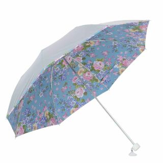 【色: バラブルー】日傘 軽量 折りたたみ レディース 晴雨兼用 UVカット 遮(その他)