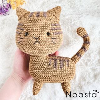 【24時間以内発送】No.101 よこむきねこちゃん ブラウンタビー あみぐるみ(あみぐるみ)