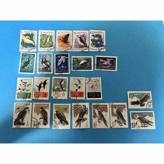外国切手　ロシア　鳥　4セット(使用済み切手/官製はがき)