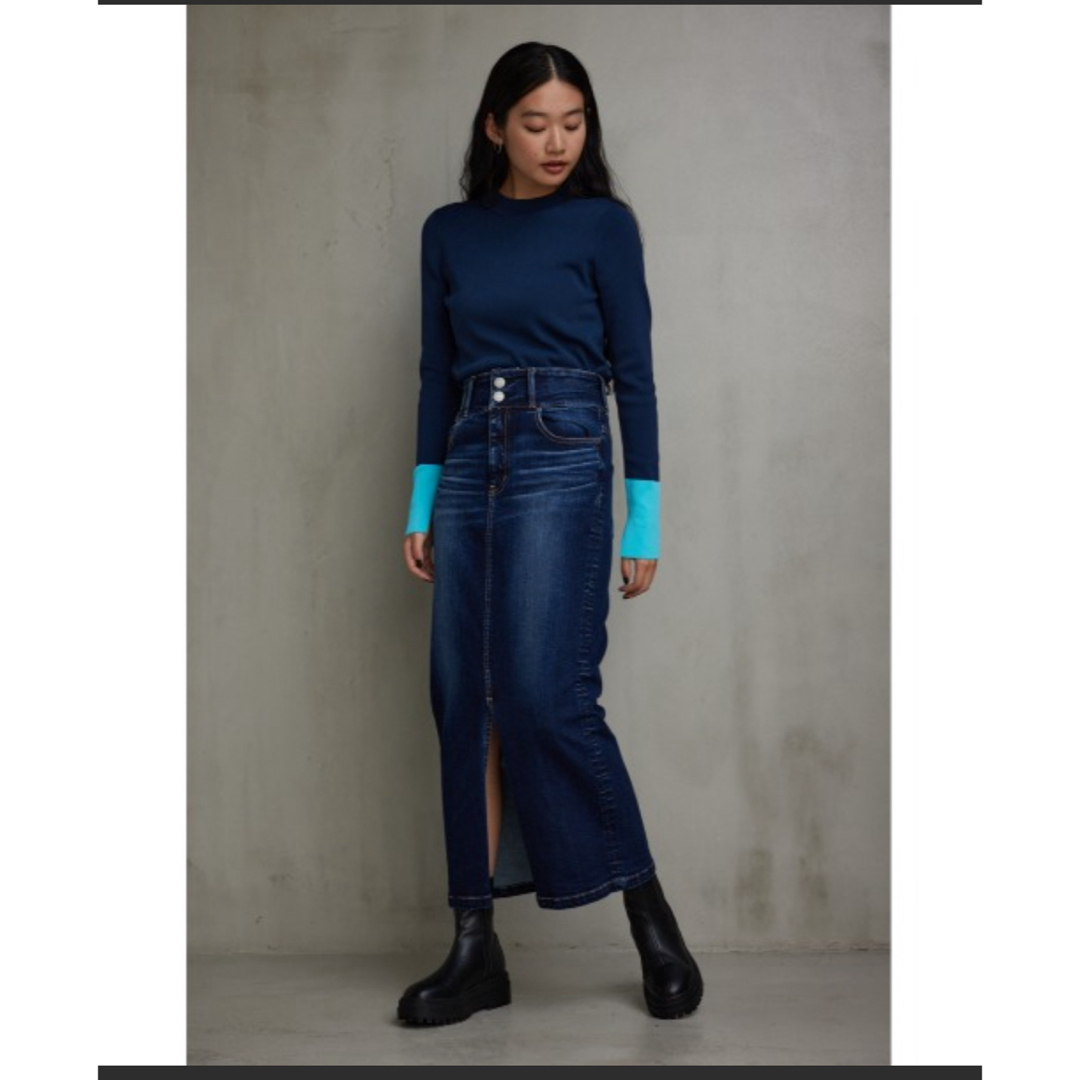 AZUL by moussy(アズールバイマウジー)のAZUL DENIM  ハイウエストスカート　デニムスカート レディースのスカート(ロングスカート)の商品写真