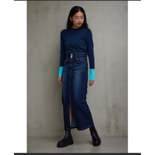 アズールバイマウジー(AZUL by moussy)のAZUL DENIM  ハイウエストスカート　デニムスカート(ロングスカート)