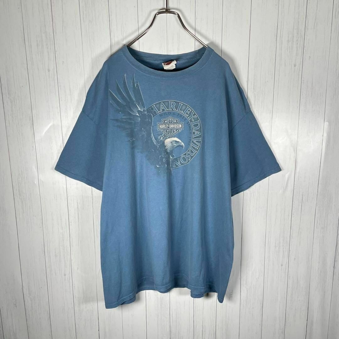 Harley Davidson(ハーレーダビッドソン)の[古着]ハーレーダビッドソン　半袖　Tシャツ　両面プリント　90s　イーグル　青 メンズのトップス(Tシャツ/カットソー(半袖/袖なし))の商品写真