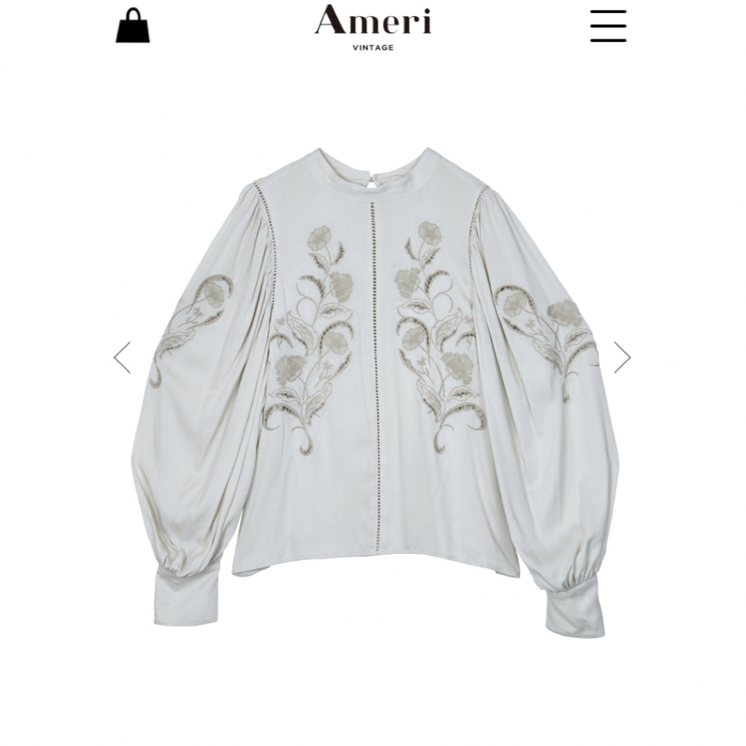 Ameri VINTAGE(アメリヴィンテージ)のAMERI LADY EMBROIDERY PUFF BLOUSE アイボリー レディースのトップス(シャツ/ブラウス(長袖/七分))の商品写真