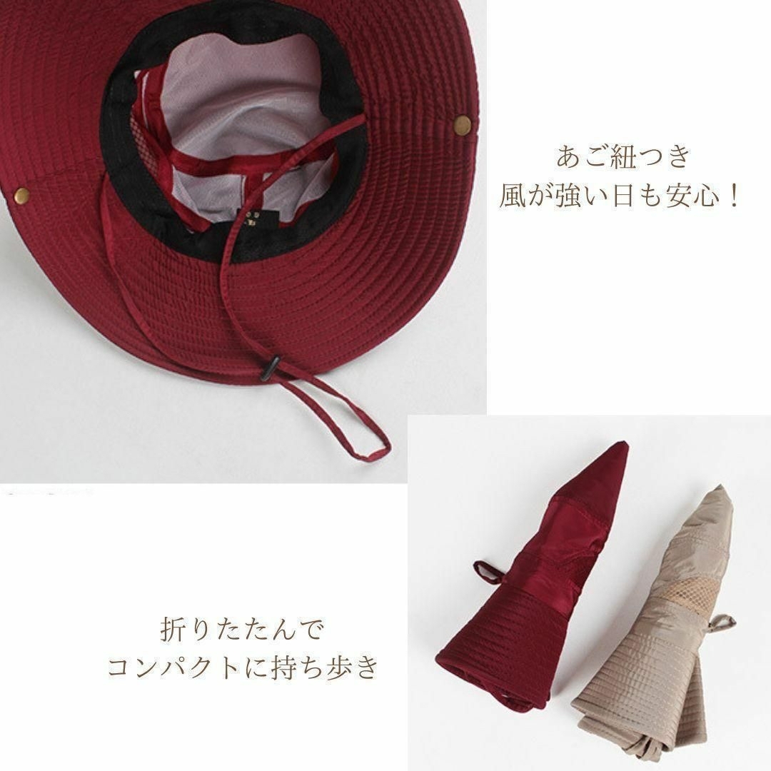 帽子 レディース つば広 日焼け防止 紫外線対策 サファリハット ネイビー レディースの帽子(ハット)の商品写真